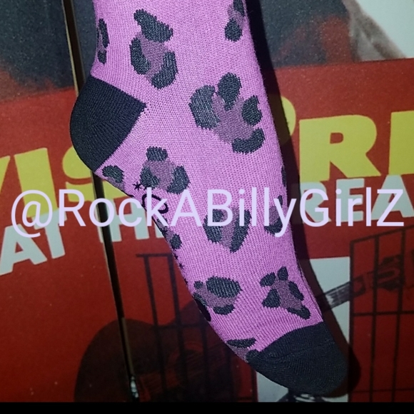 Sourpuss 17" Purple Leopard Knee Socks Sexy Kitty - Picture 3 of 5